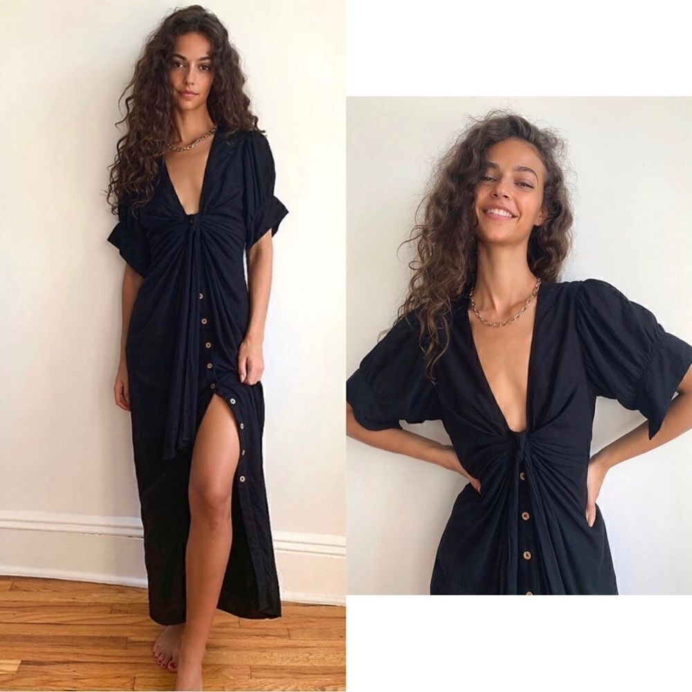 Free People Black Midi Dress